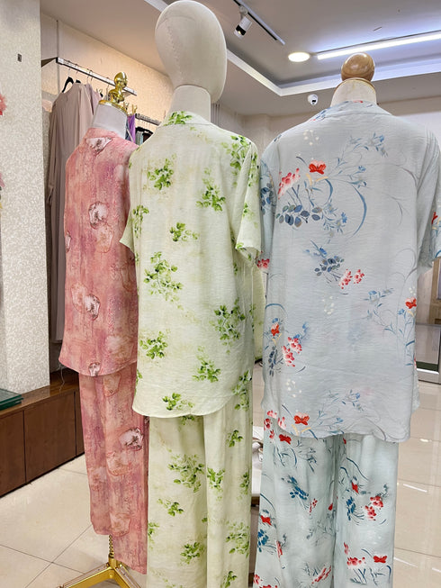 Summer Comfy Floral Embroidered and Print Co-Ord Sets